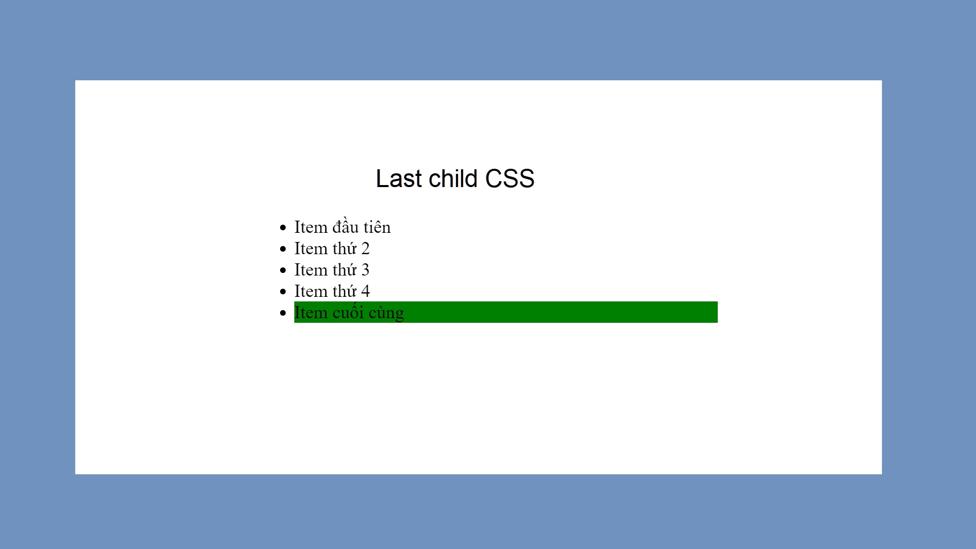 last child trong CSS