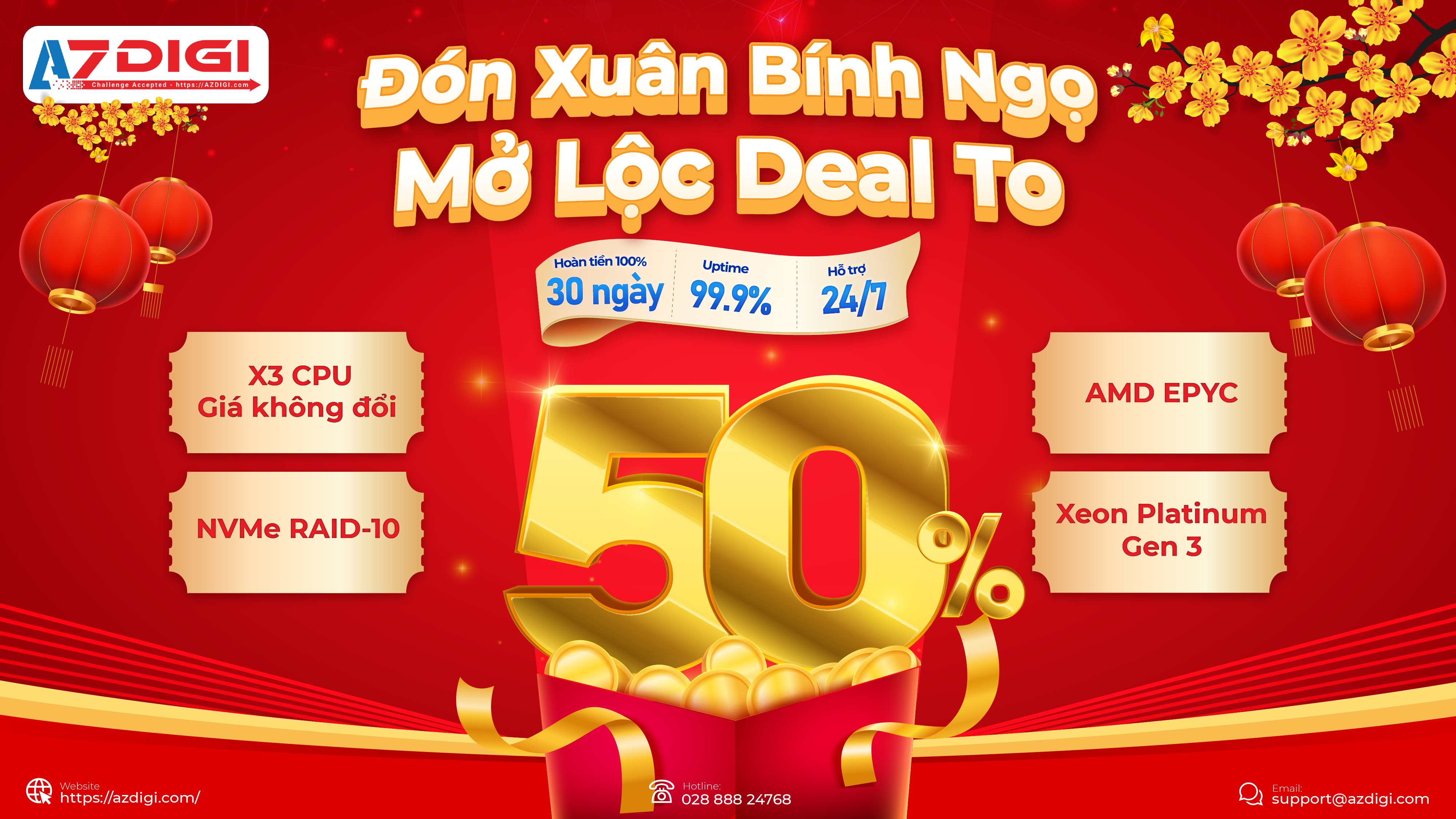 Azdigi khuyến mãi lên đến 50% mừng Tết Nguyên Đán 2026