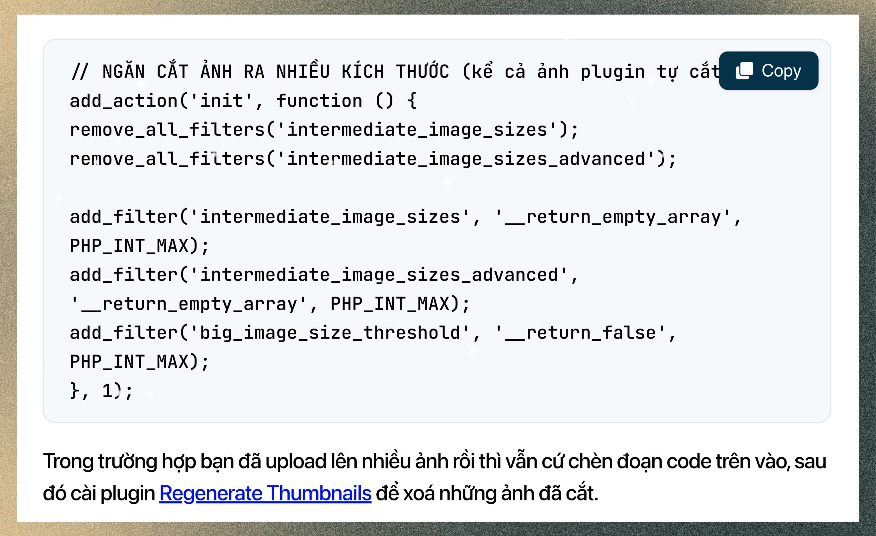 Cải thiện khung chèn code mặc định của WordPress