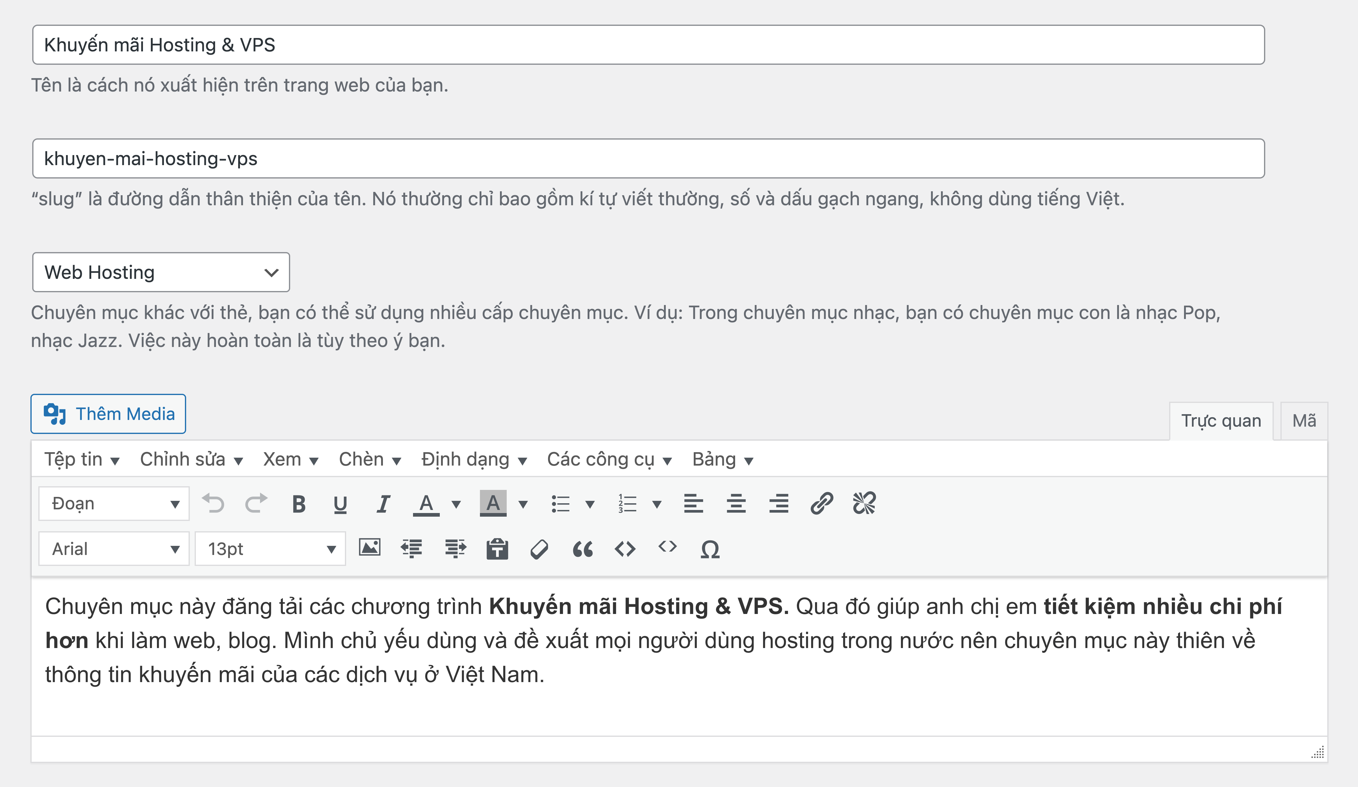 Khắc phục lỗi mất chế độ soạn thảo trực quan cho chuyên mục khi dùng Rank Math
