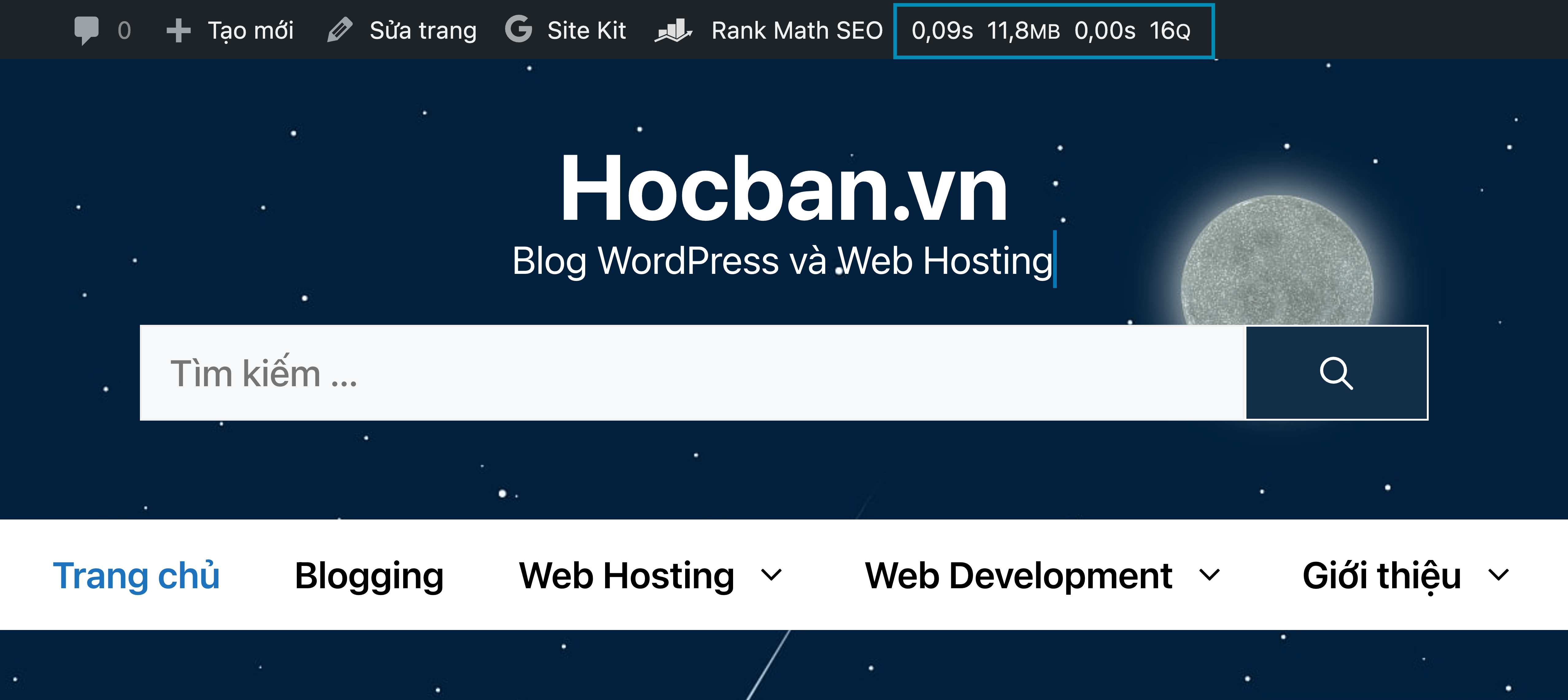 Ảnh minh họa choa hiệu suất tải trang trên Hocban.vn khi chưa tối ưu tốc độ