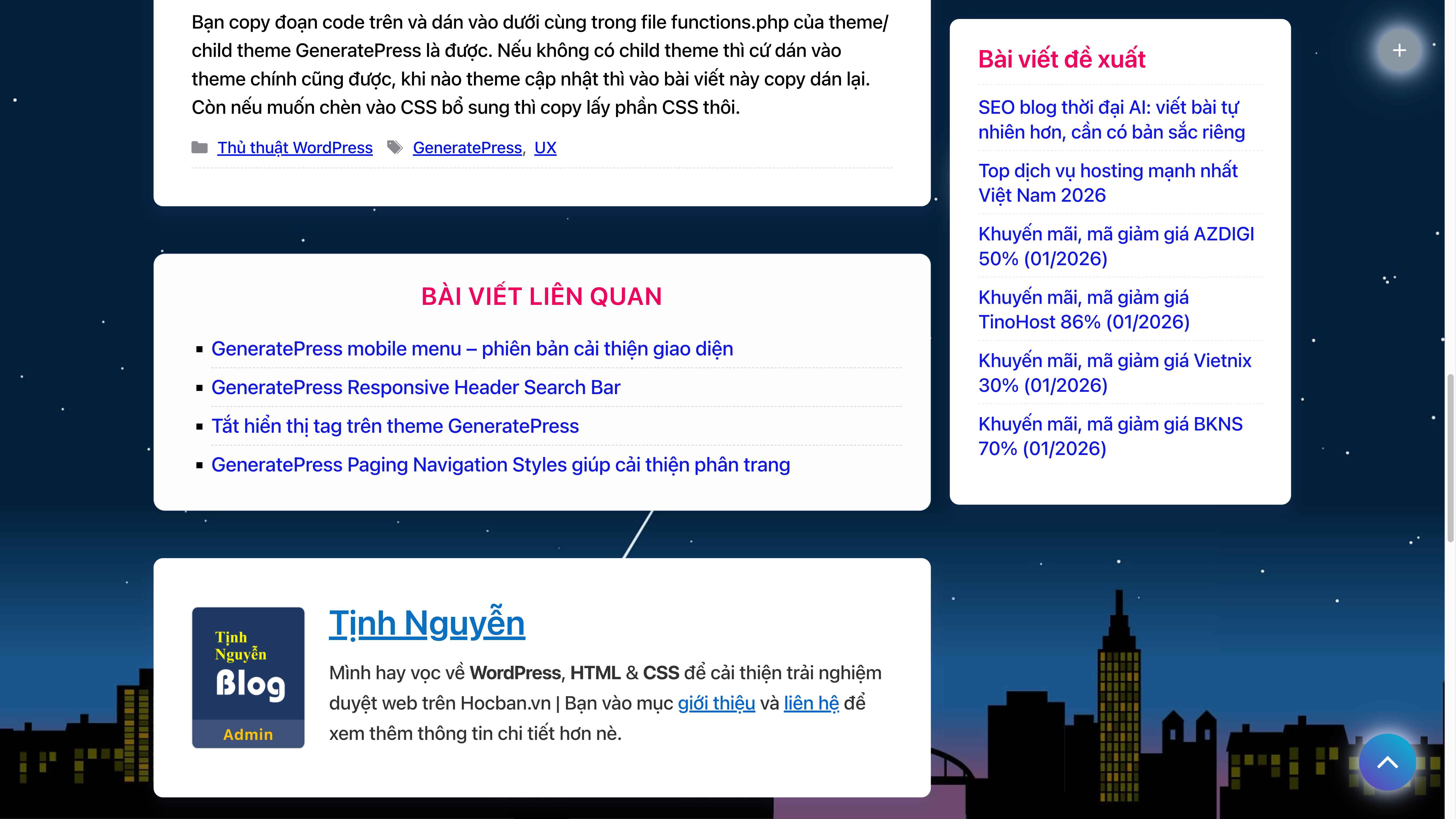 Cách tắt GeneratePress Post Navigation 