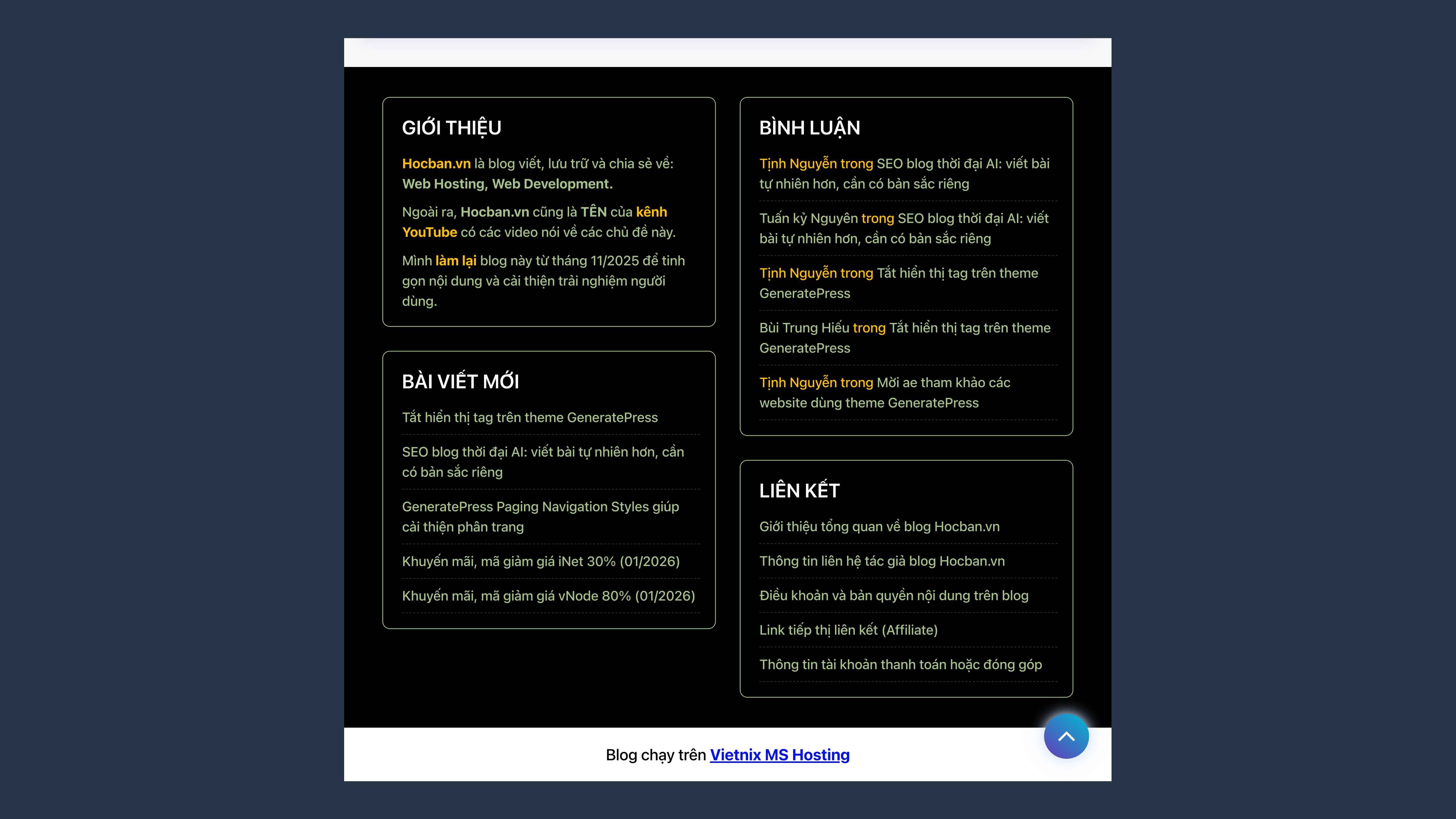 Tự động chuyển Footer GeneratePress sang bố cục 2 cột trên tablet